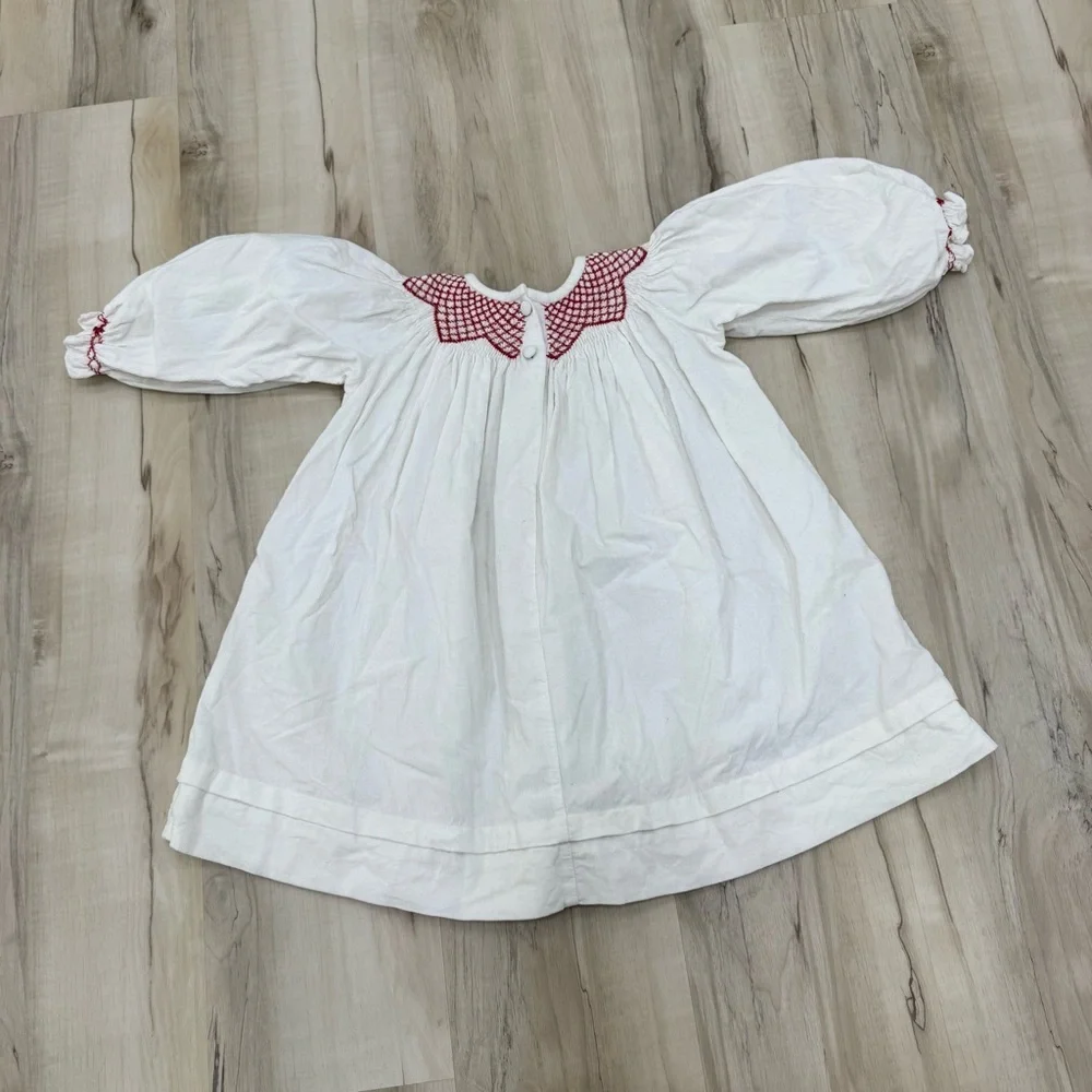 Christmas Dress, Brand: ZUCCINI KIDS, white corduroy size 2T boutique white Red - Picture 4 of 7